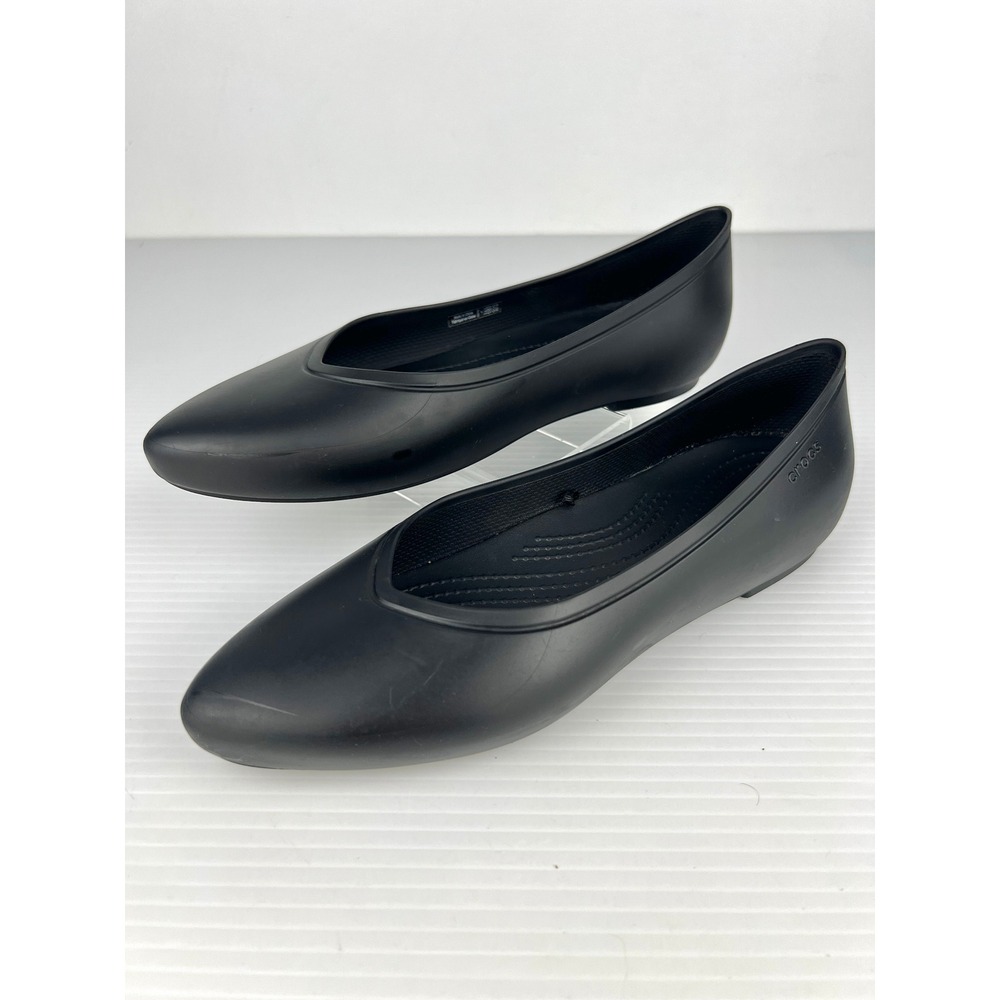 Crocs Brooklyn Pointed Toe Flat Black Womens Size 8 Slip On Comfort Shoes